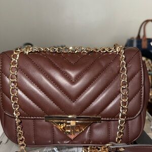 Aldo Chocolate Quilted Crossbody Bag